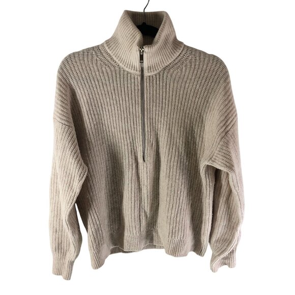 Everlane Womens The Half-Zip Sweater Wool Bone Ivory S - Picture 1 of 4
